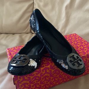 Tory Burch black sequin flats
